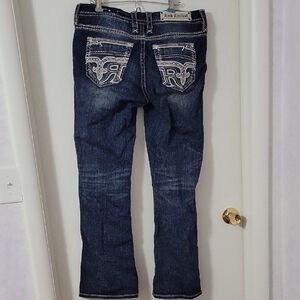 Rock Revival Dark Blue Jeans with Embroidered Pockets